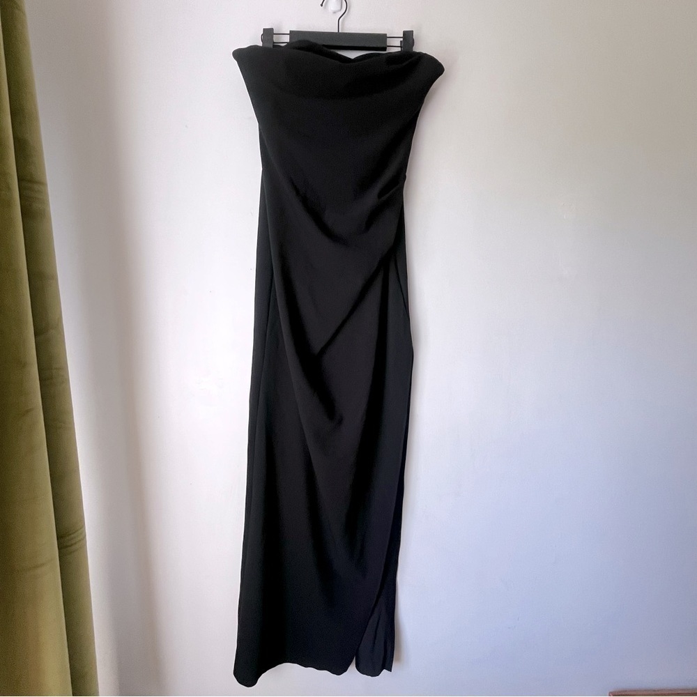 Princess Polly Ferri Black Strapless Side Slit Maxi Dress 8